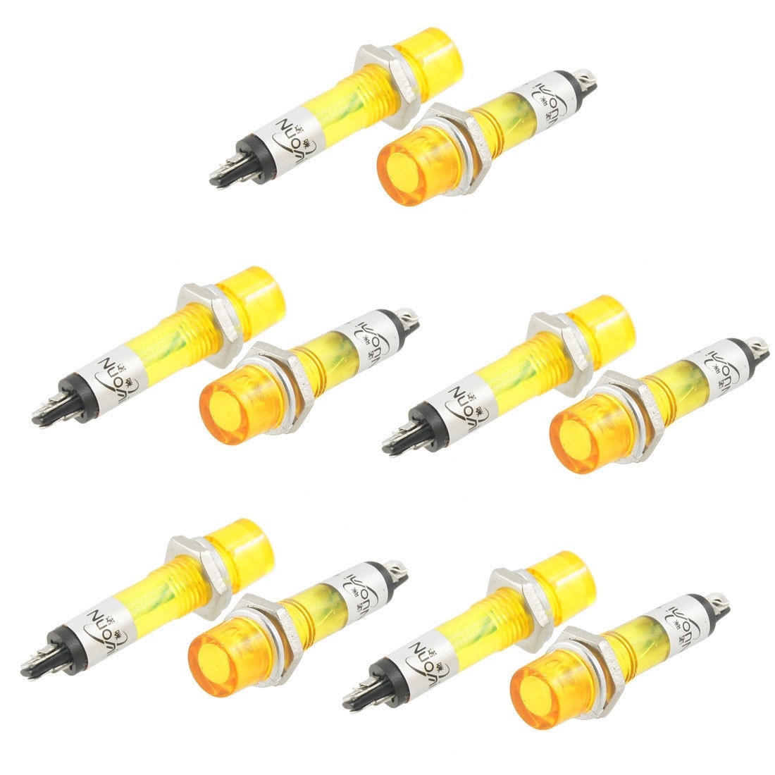 10 Pcs 2 Pins Terminals Yellow Light Signal Indicator Lamp DC 12V Prutg
