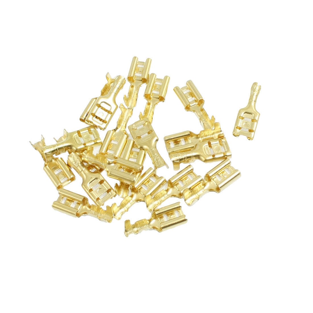 20 x Gold Tone Brass Crimp Terminal 6.7mm Female Spade Connectors