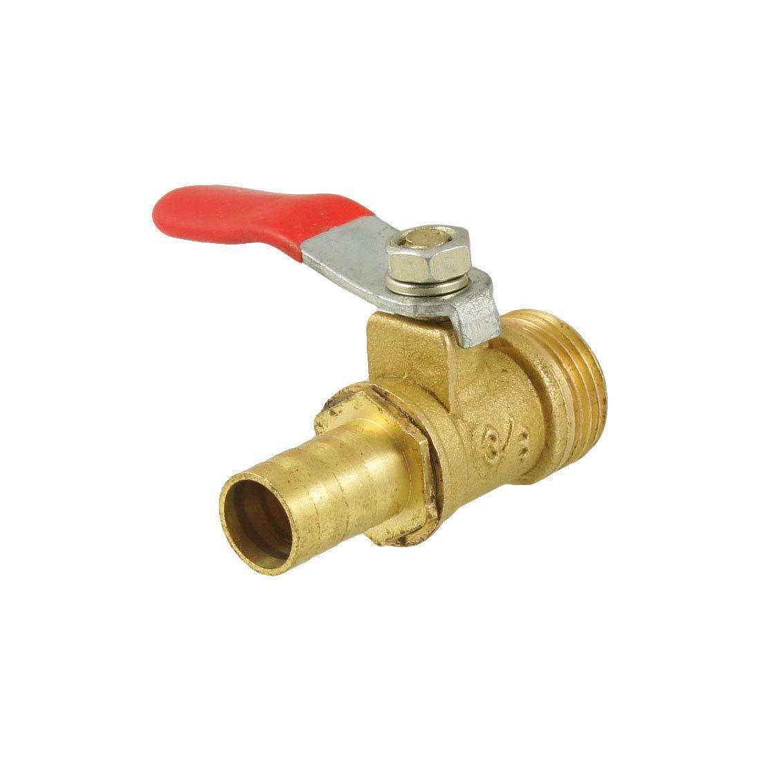 3/8" Male Thread To 10mm Hole Tail Pneumatic Ball Valve Red Gold Tone
