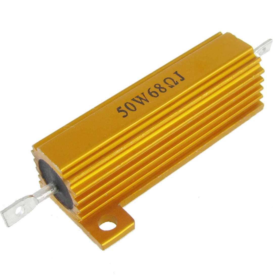 50W Watt 68 Ohm 5% Chassis Mounted Aluminum Case Resistor Gold Tone