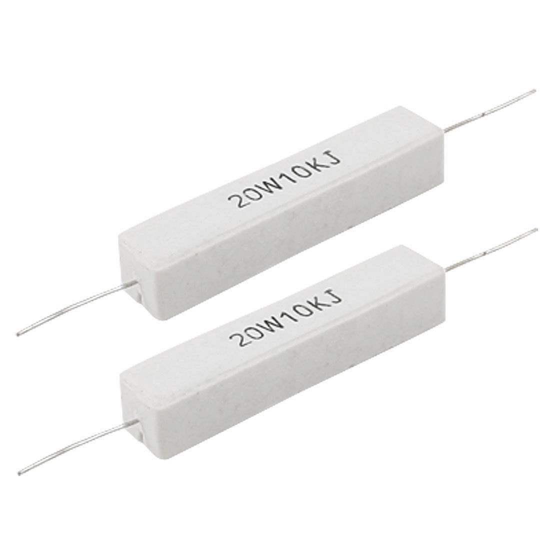 2 Pcs 20W Watt 10K Ohm 5% Ceramic Cement Power Resistor