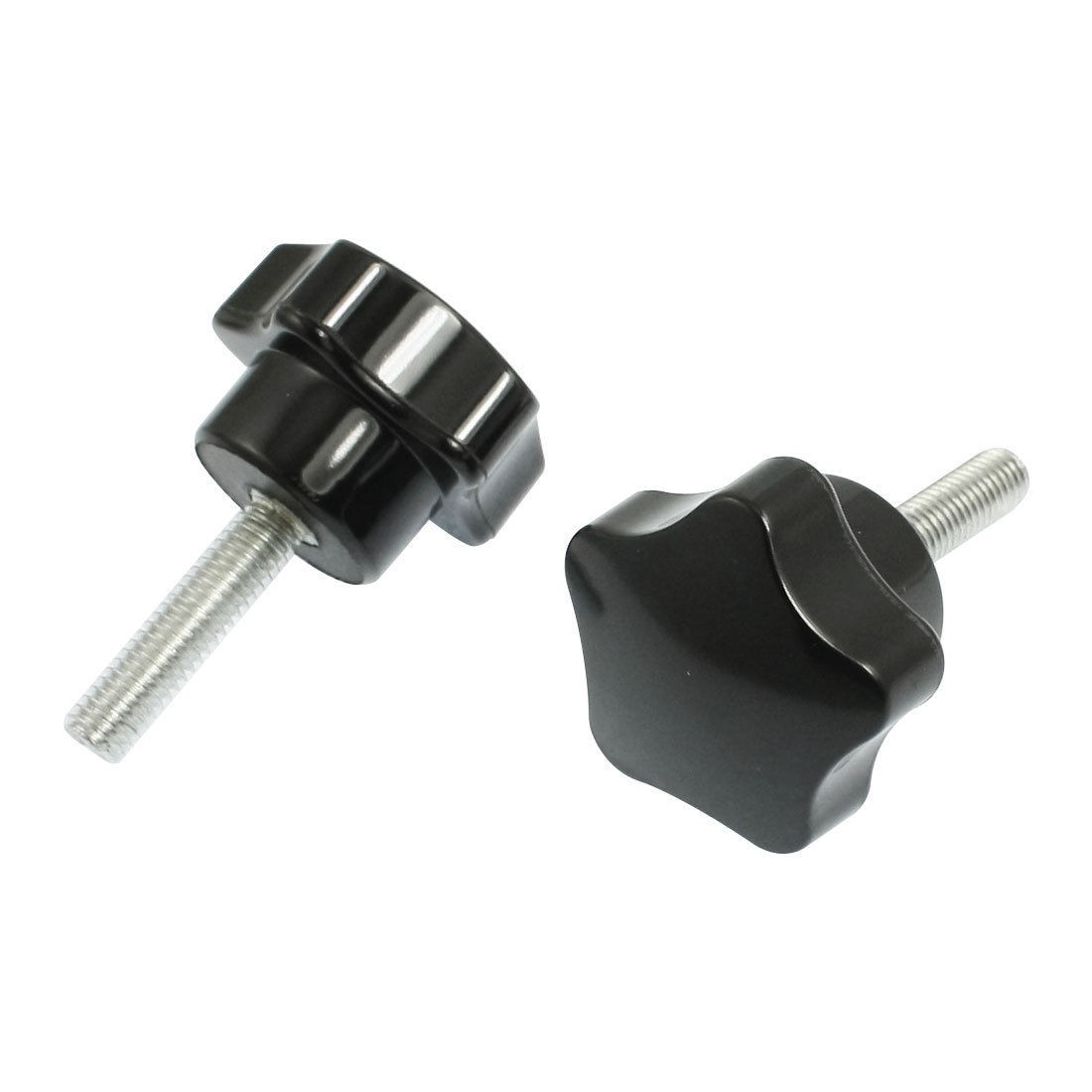 2 Pcs 6mm Thread Diameter Screw On Type Star Knob Black 1.9"