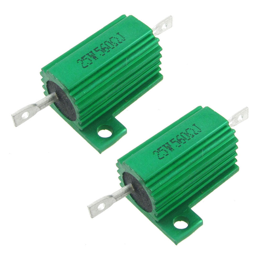 2 Pcs Green Aluminum Housed Wirewound Resistors 25W 560 Ohm 5%
