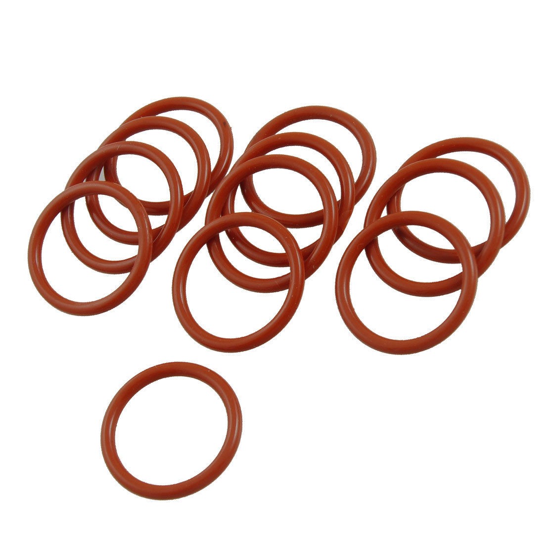 10 Pcs 24mm OD 2.5mm Thickness Red Silicone O Ring Oil Seals