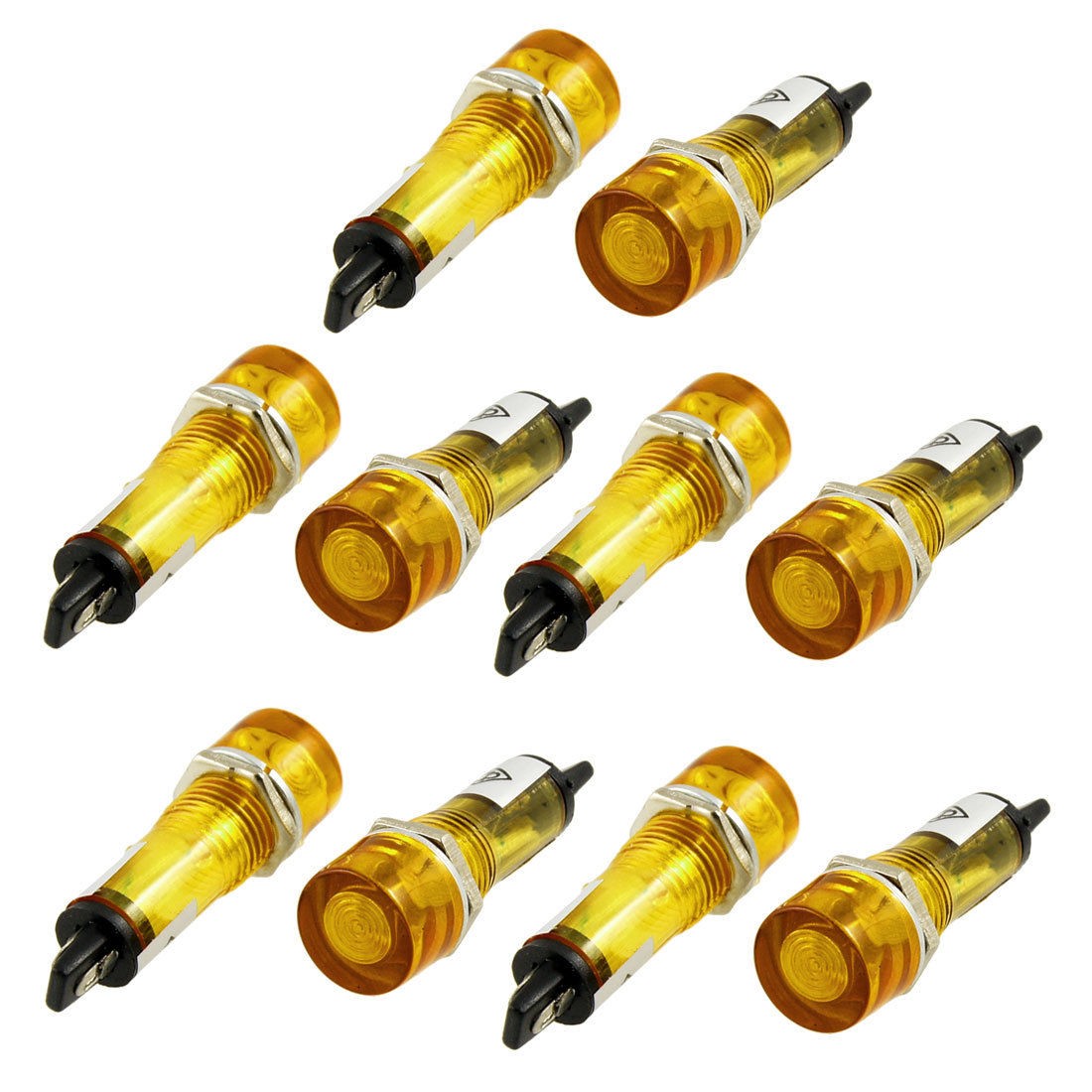10 Pcs 2 Pins Terminals Yellow Light Signal Indicator Lamp DC 24V