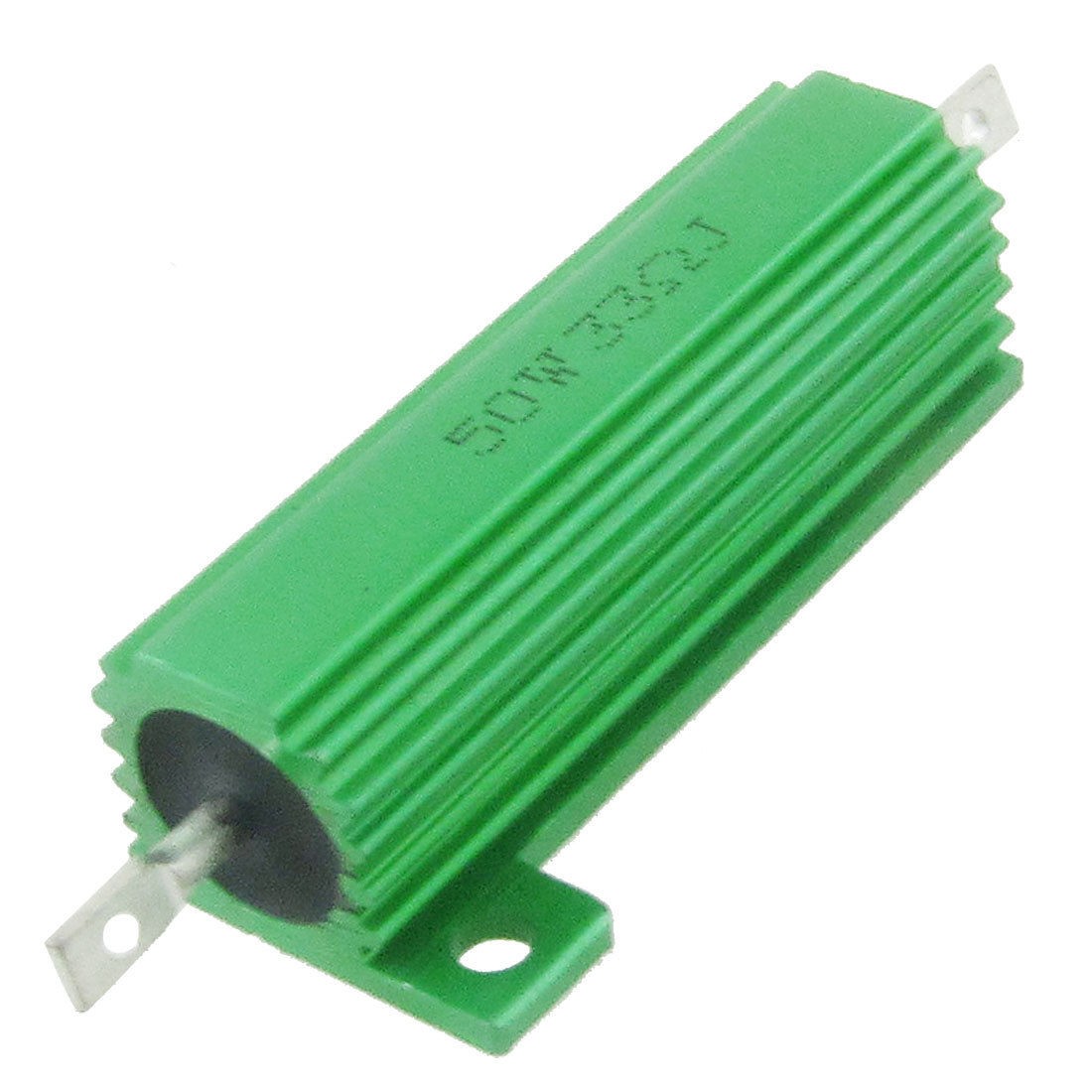 2 x Chassis Mounted 50W 33 Ohm 5% Aluminum Case Wirewound Resistors Green