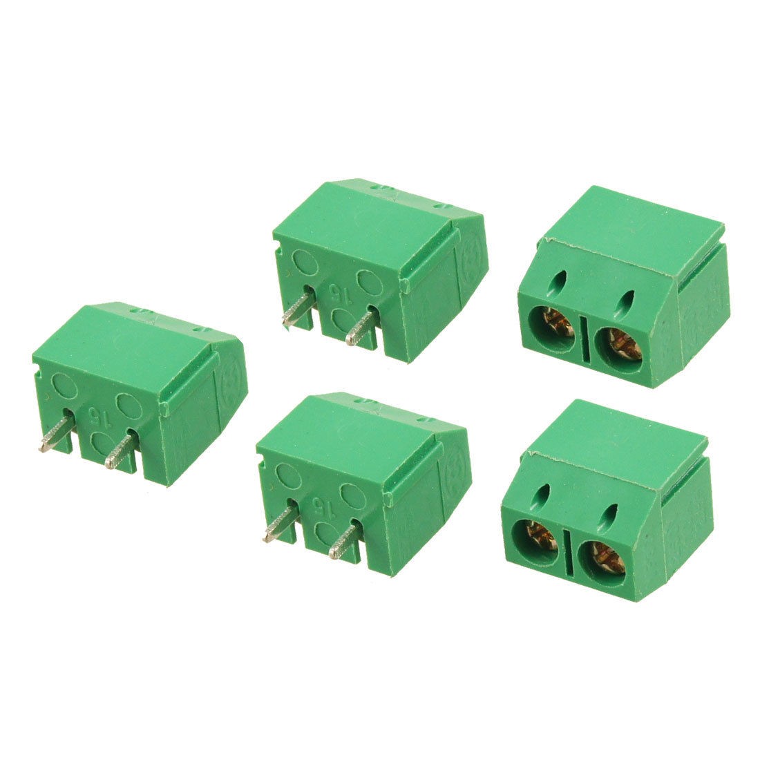 5 Pcs 2P 5mm Pitch 250V 10A PCB Terminal Block Connectors