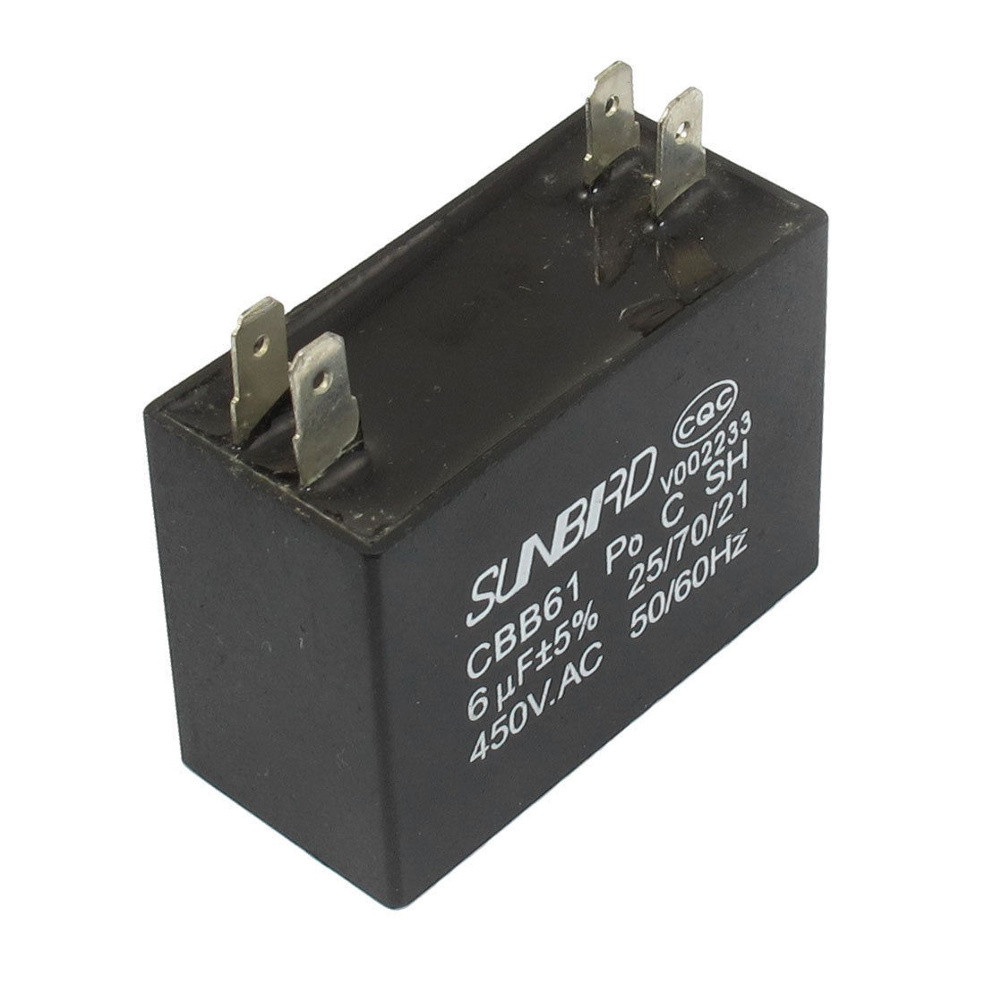 CBB61 450VAC 6uF 4 Terminal Air Conditioner Fan Running Capacitor