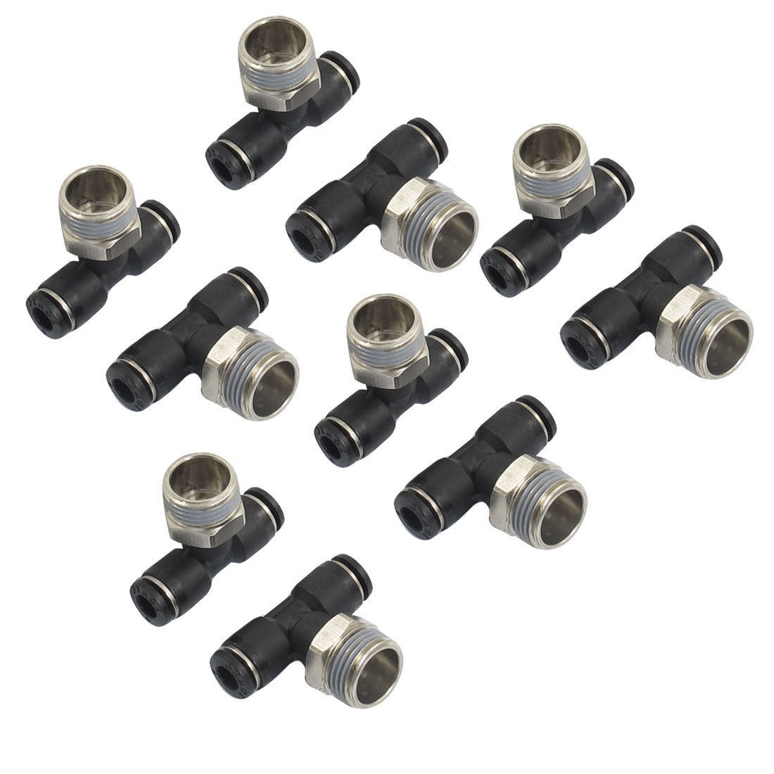 10 Pcs 3 8" PT Male Thread 6mm One Touch Push in T Joint Quick Fittings