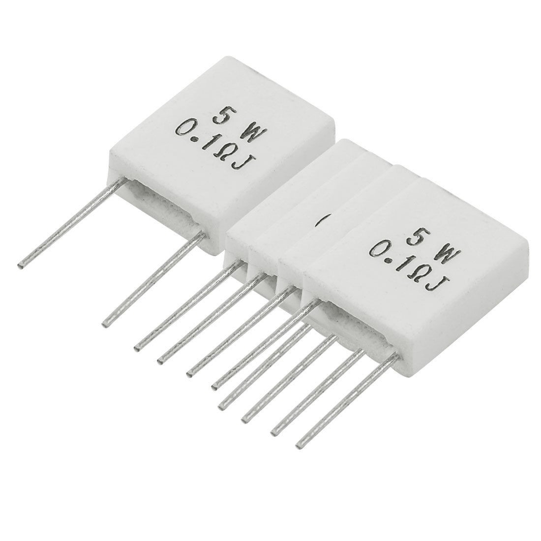 5 x 5W 0.1 Ohm 5% Radial Lead Ceramic Cement Power Resistors
