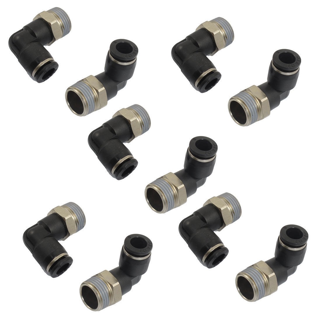 10 Pcs Pneumetic 8mm to 3 8" PT Male Thread One Touch Elbow Quick Fittings