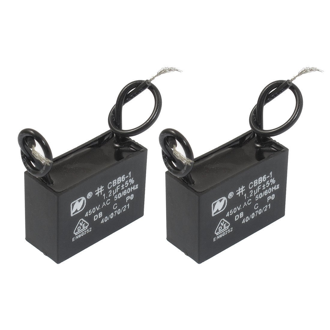2 Pcs CBB6-1 AC 450V 1.2uF Air Conditioner Electric Fan Running Capacitor