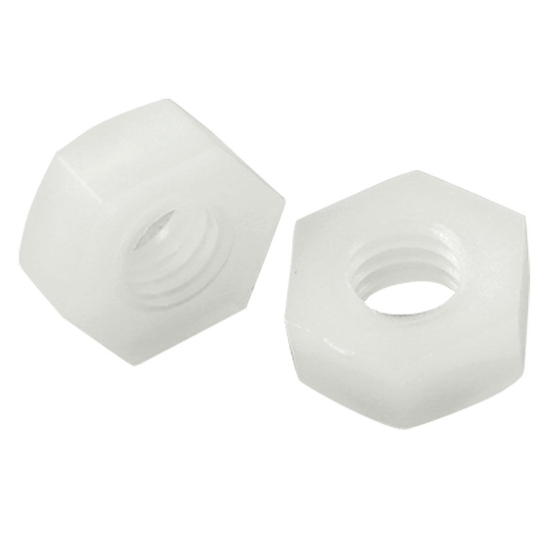 20 Pcs White 1/5" Female Thread Dia Hexagon Type Screw Nuts