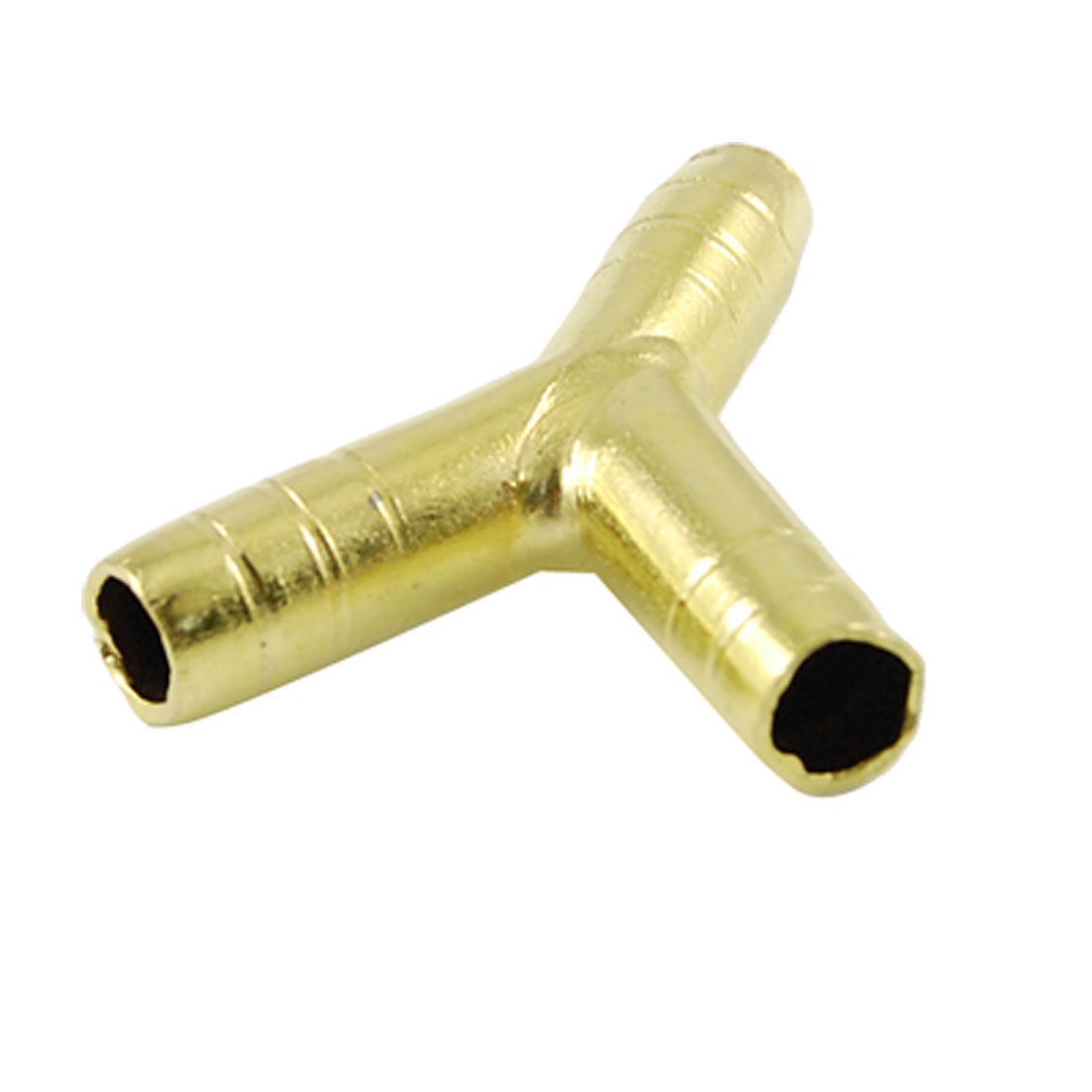 Gold Tone Brass Barbed Y Shaped 3 Ways Hose Conenctor