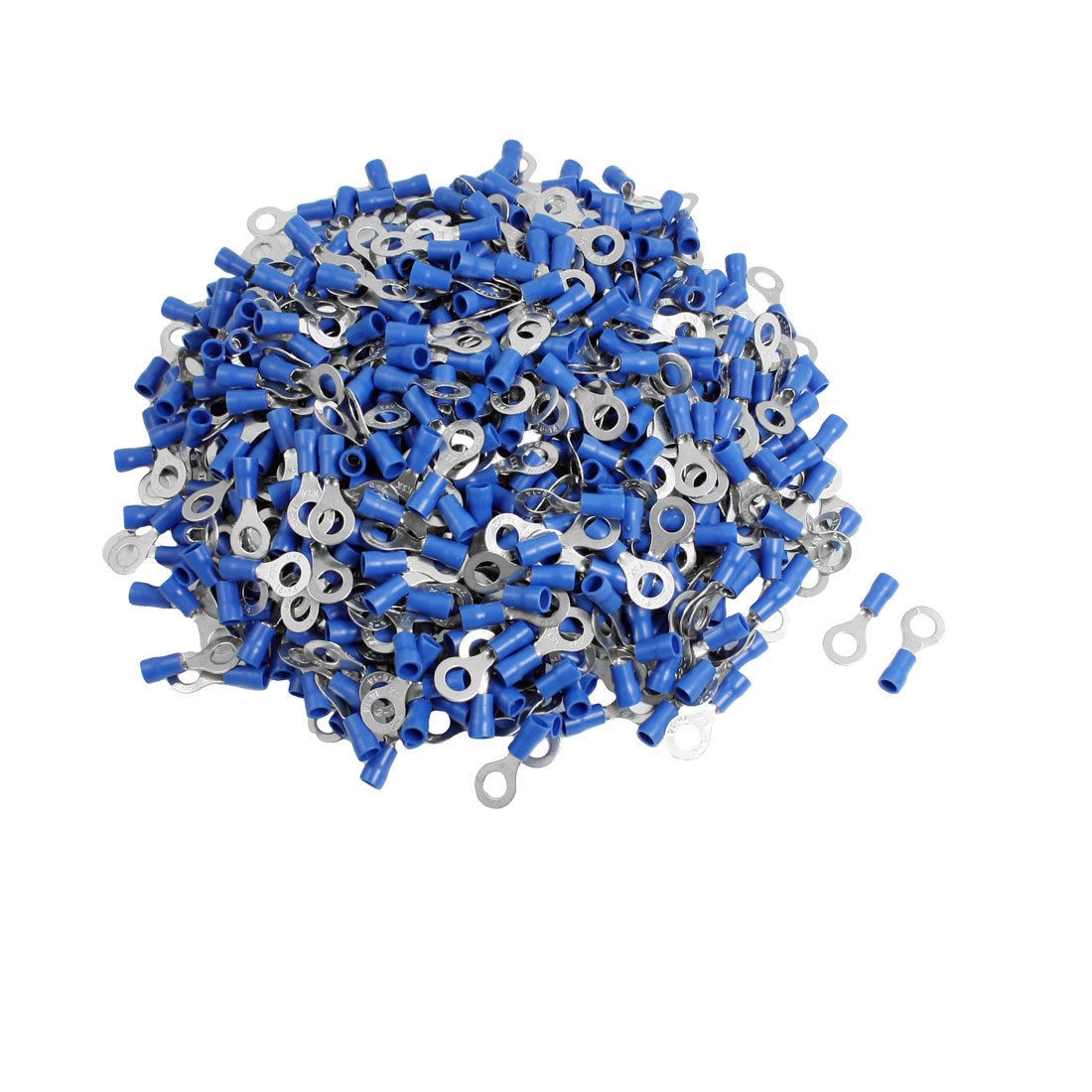 1000 Pcs RV2-5S AWG 16-14 Blue PVC Sleeve Pre Insulated Ring Terminals Connector