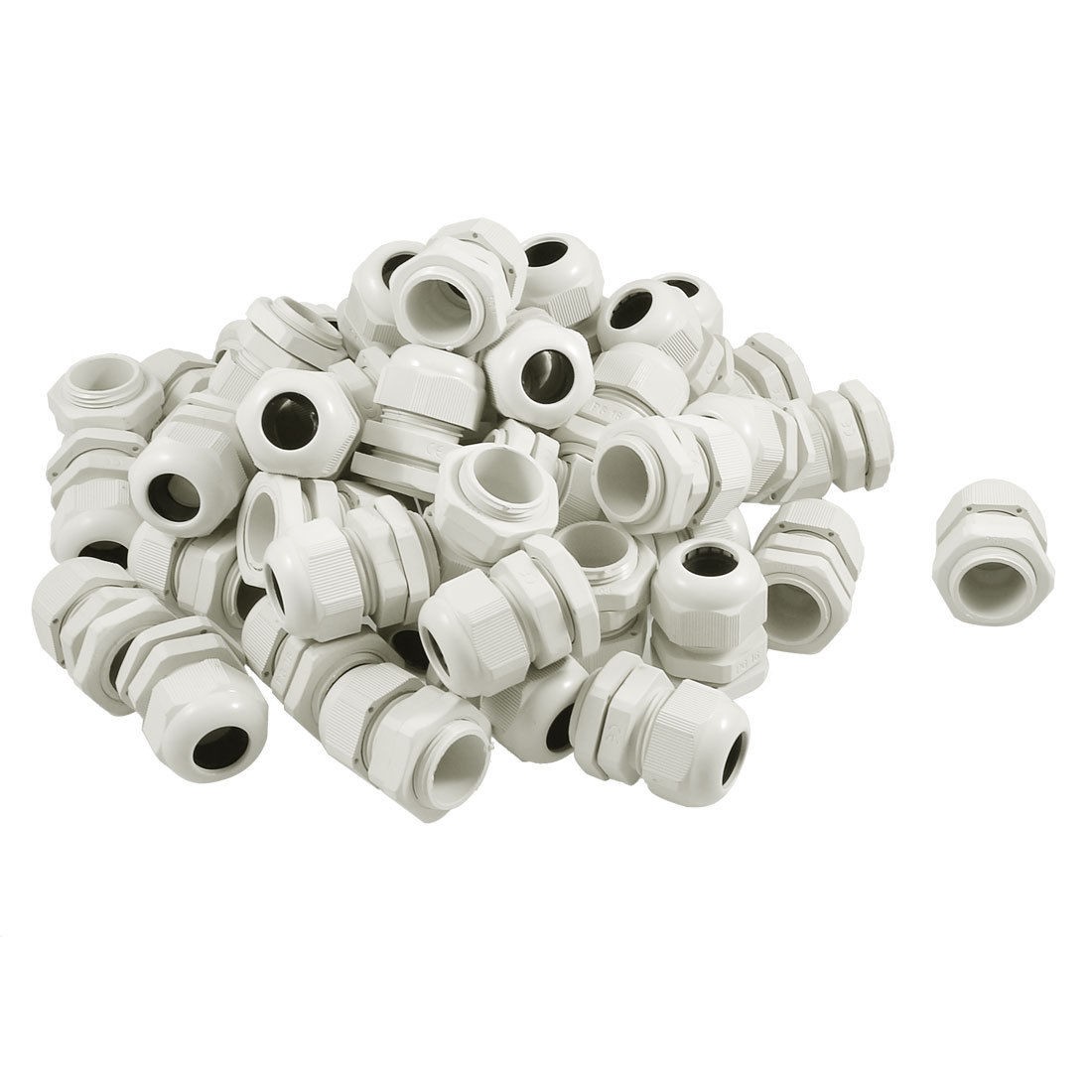 White Plastic P16 IP67 Waterproof Cables Glands Connector 50 Pcs
