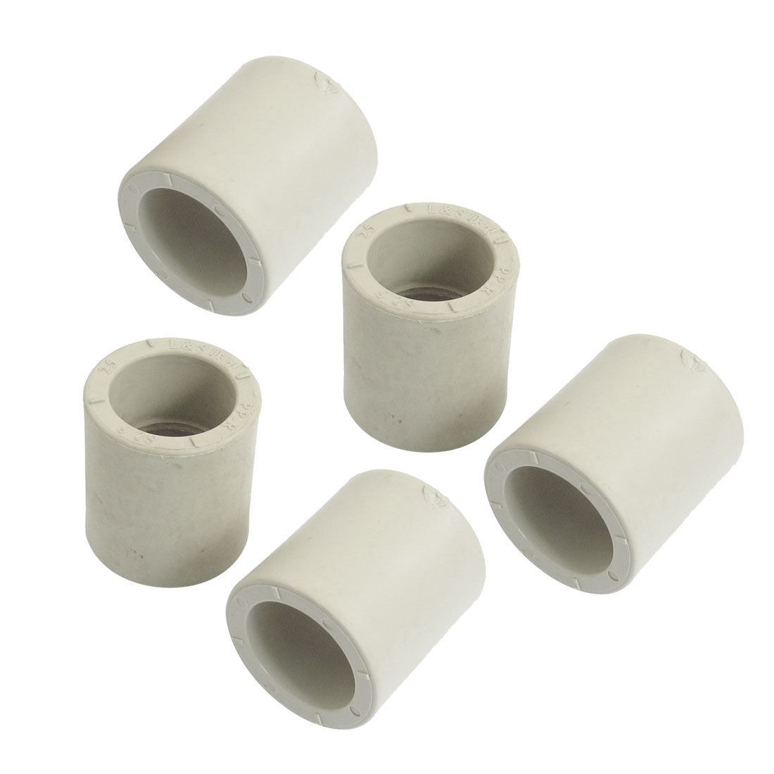 5 Pcs 25mm Inner Diameter Straight PPR Pipe Connectors Fittings Gray