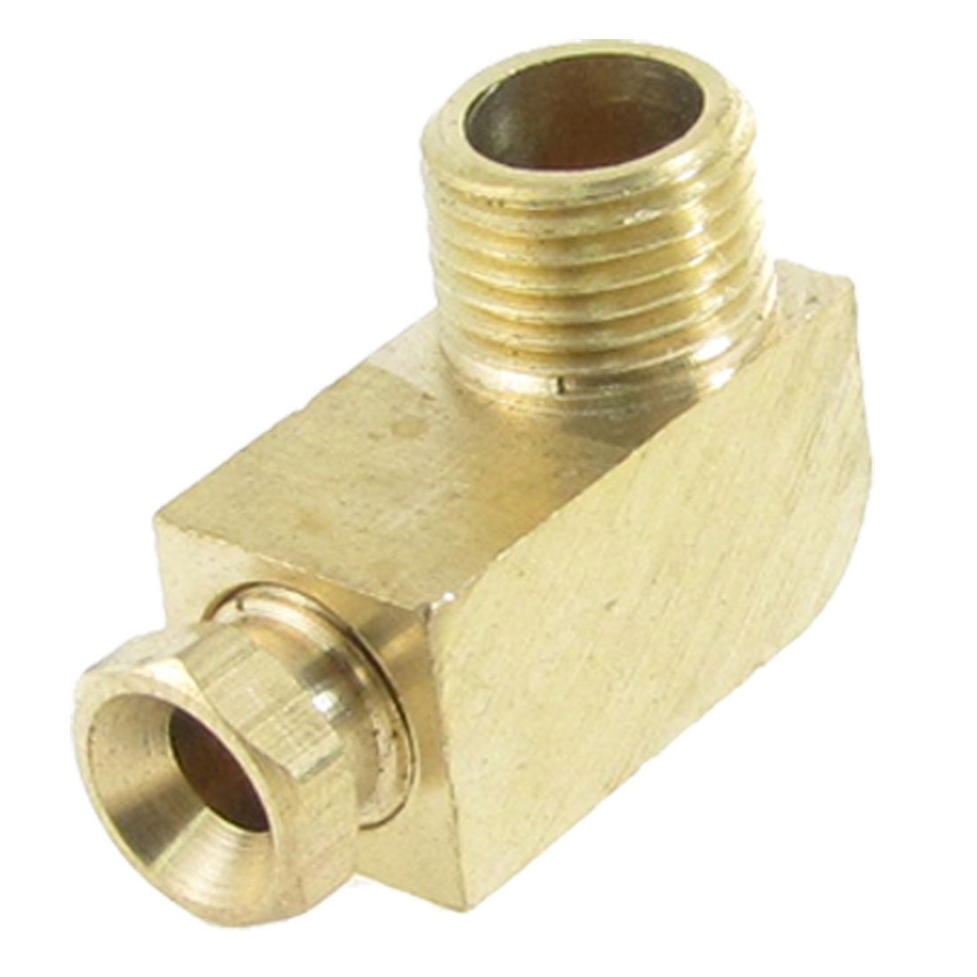 5/32" Brass Ferrule Compression Elbow 3/8" Male Thread Pipe Connector Gold Tone