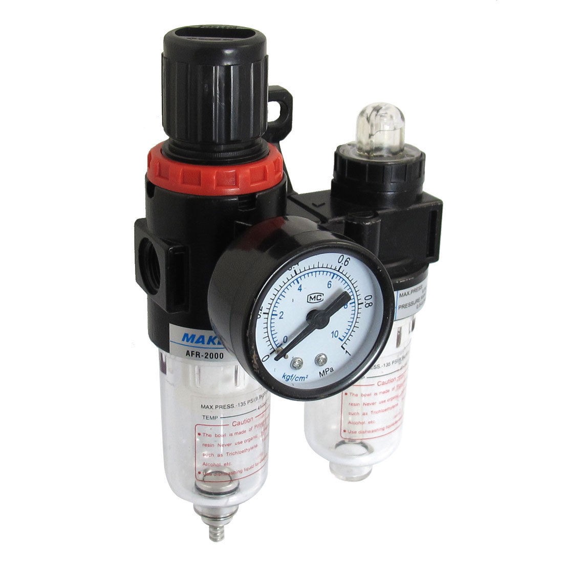 Pneumatic Air Source Treatment Filter Regulator Lubricator w 0-1MPa Gauge