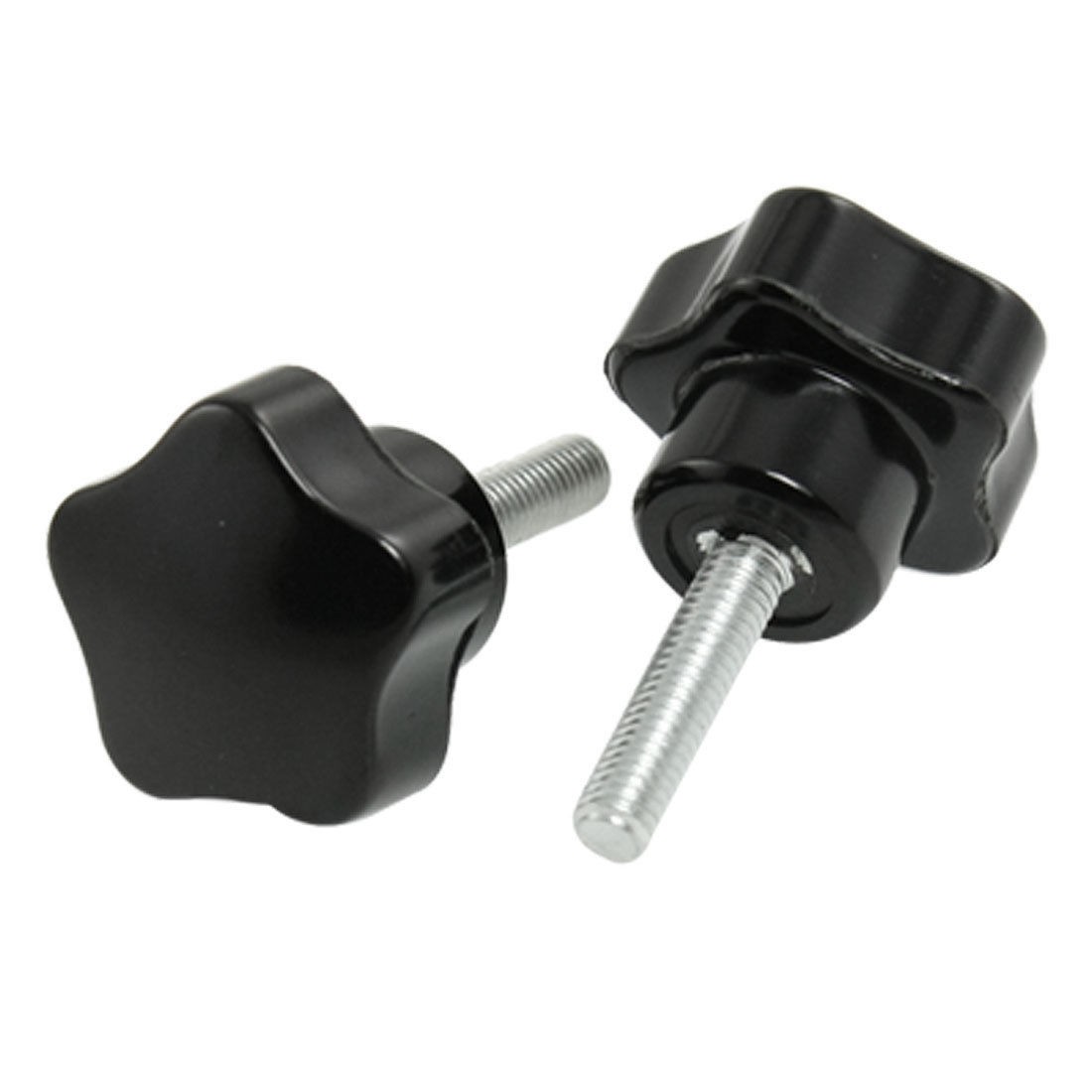 5 Pcs 25mm Head Diameter 5mm Male Thread Grip Star Knobs Black