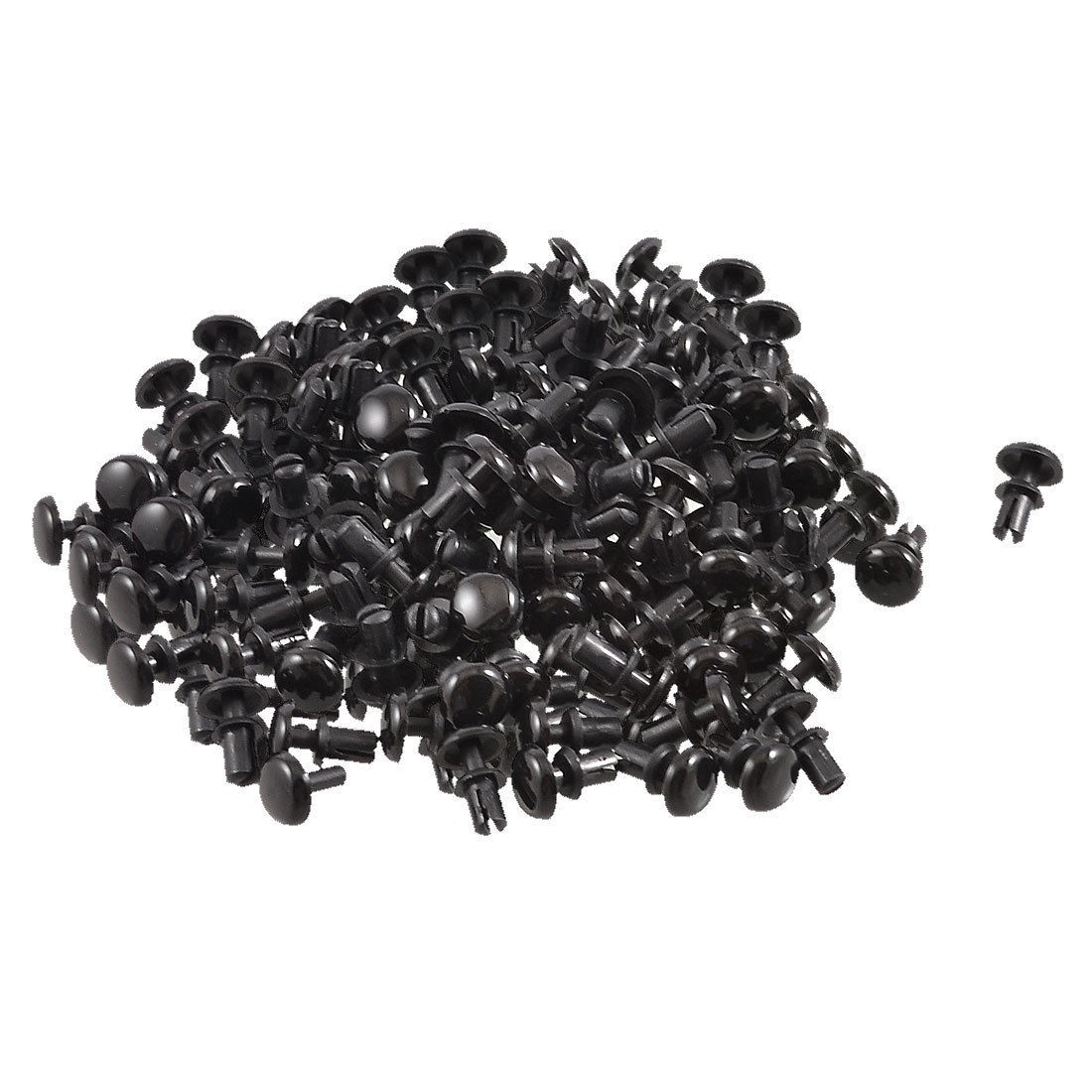 200 Pcs Black Nylon 6.4mm Head Dia Push Clips Rivets Fasteners R3045
