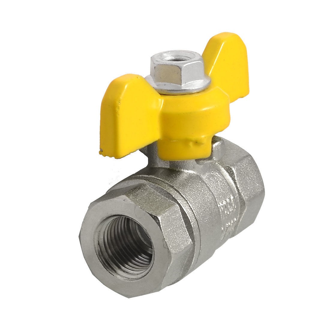 Female to Female 4.4" Thread Dia Yellow Handle Ball Valve