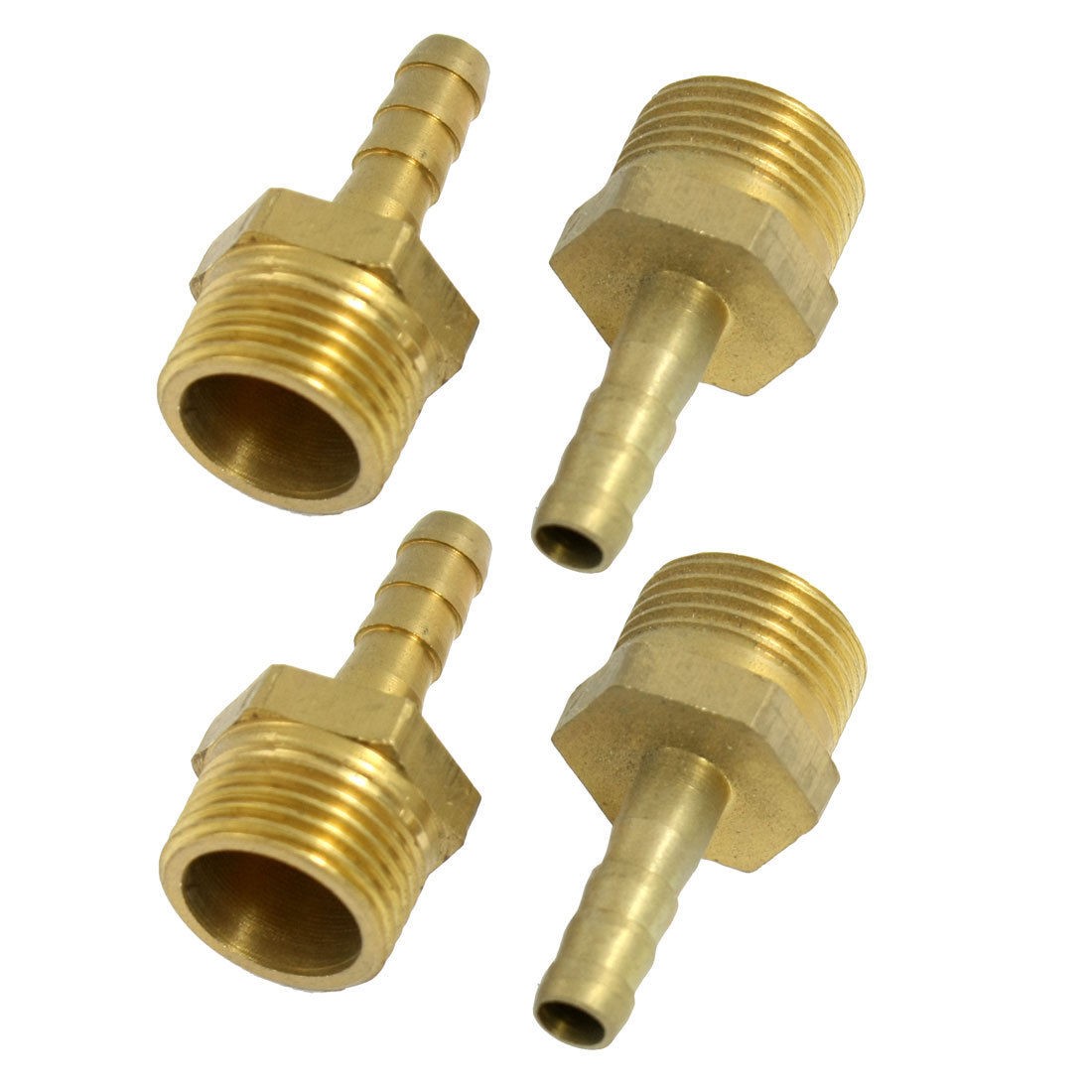5 Pcs 6mm Water Gas Air Hose Barb 3/8" PT Thread Brass Straight Connector