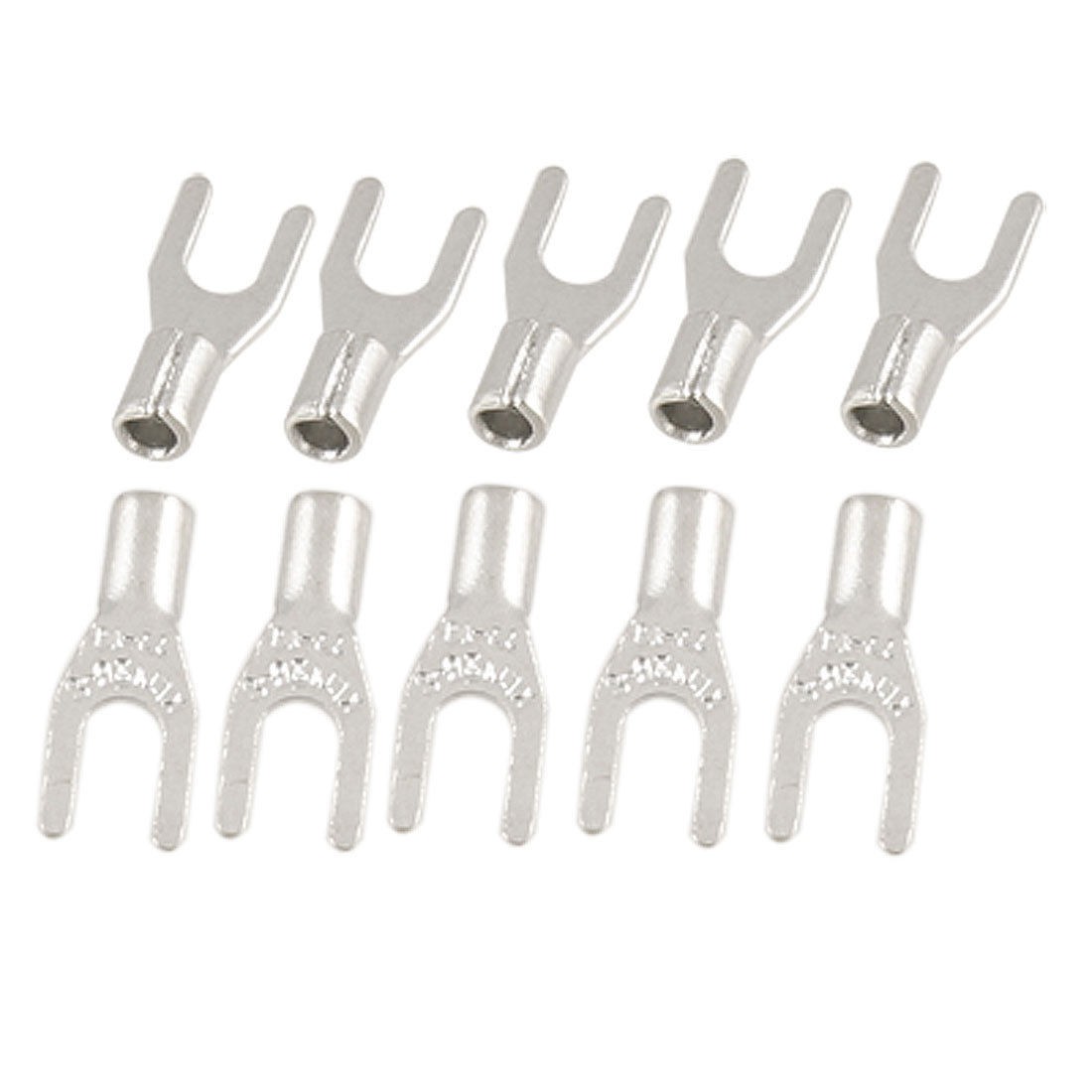 Uninsolated Fork Spade Crimp Terminals Connector 10 Pcs
