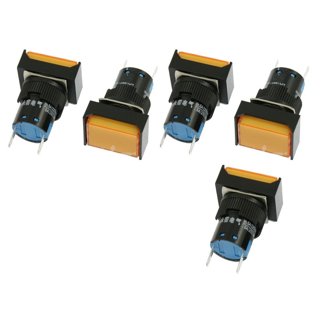 5 Pcs Rectangular Orange Cap Indicator Light Accident Signal Lamp DC 24V