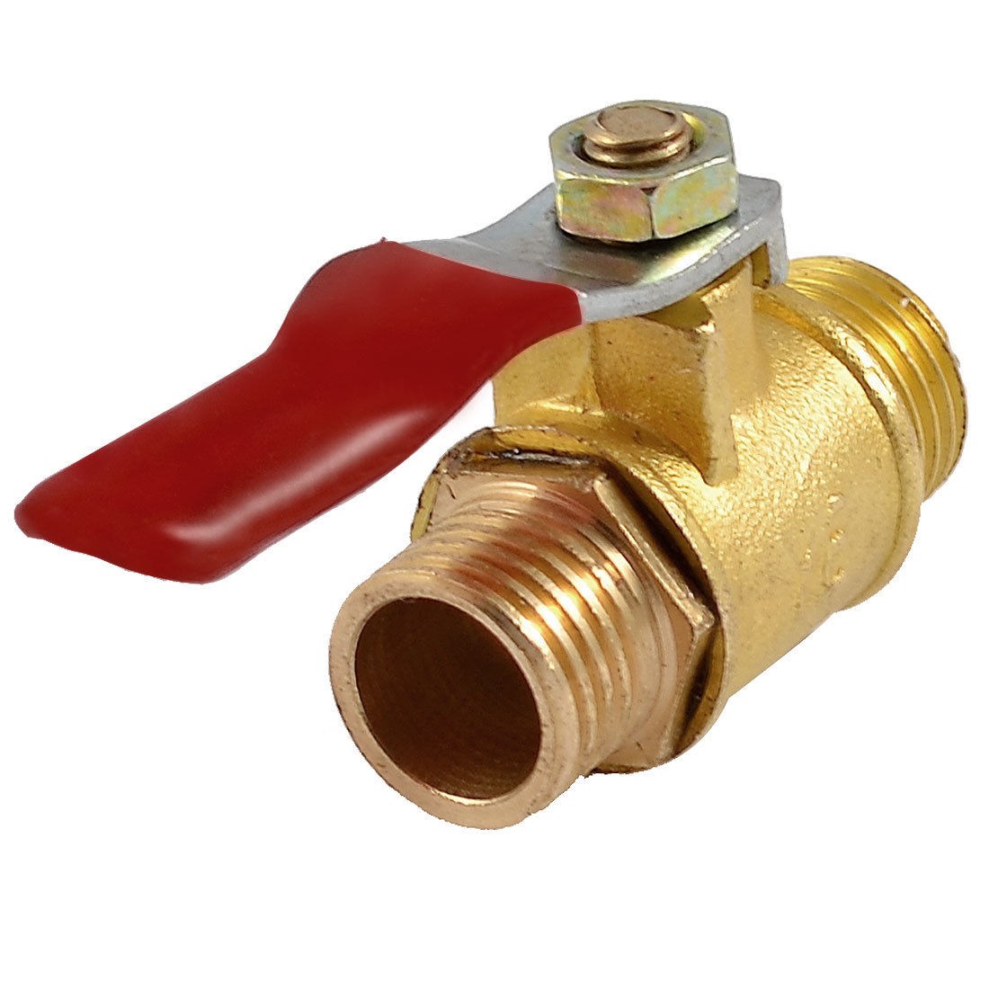 Red Lever Handle 13mm Male Thread to 12mm Male Air Compressor Ball Valve