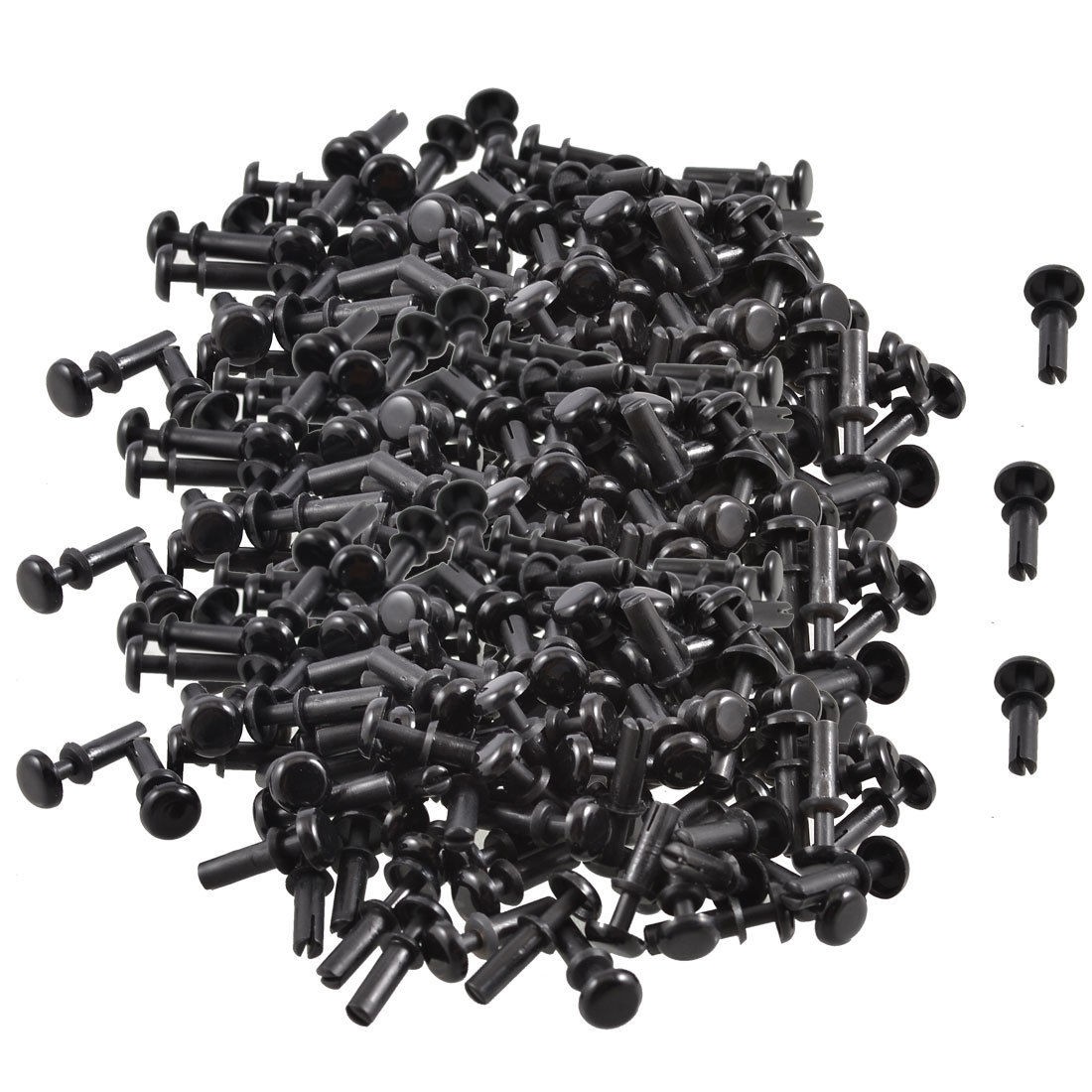 300 x PCB 9.0mm Push in Height Nylon Clips Fasteners Rivets Black