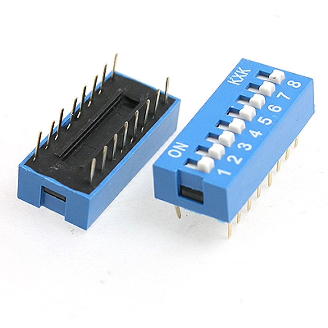 10 Pcs 2.54mm Pitch 8 Position Piano Type DIP Switch Blue