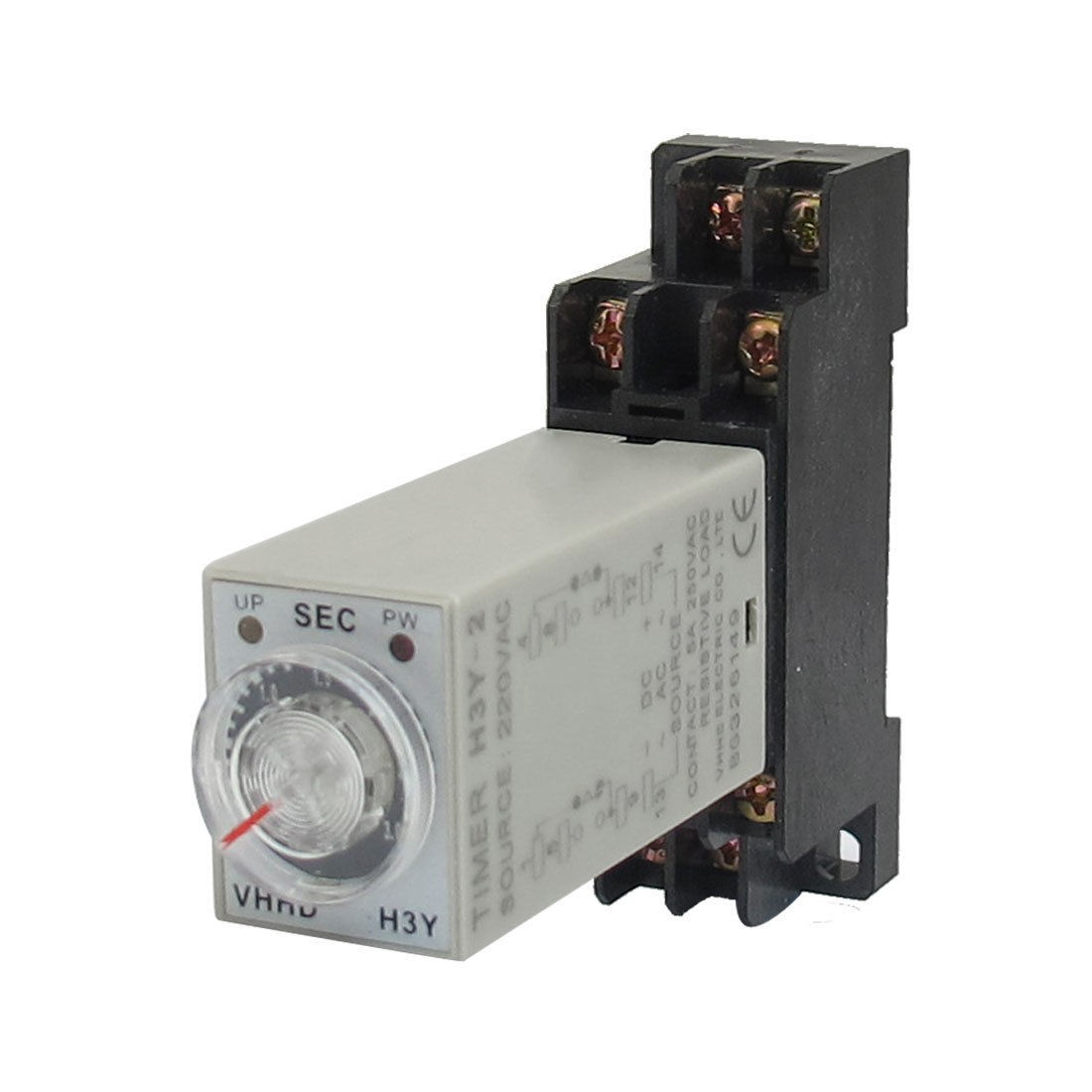 AC 220V H3Y-2 0-3S DPDT 8 Pins Power on Time Delay Relay w Base