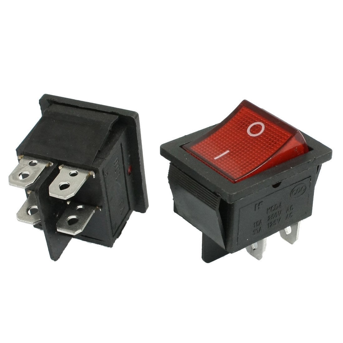 2 Pcs KCD4 DPST ON-OFF 4 Terminal Rocker Boat Switch 15A/20A AC 250V/125V