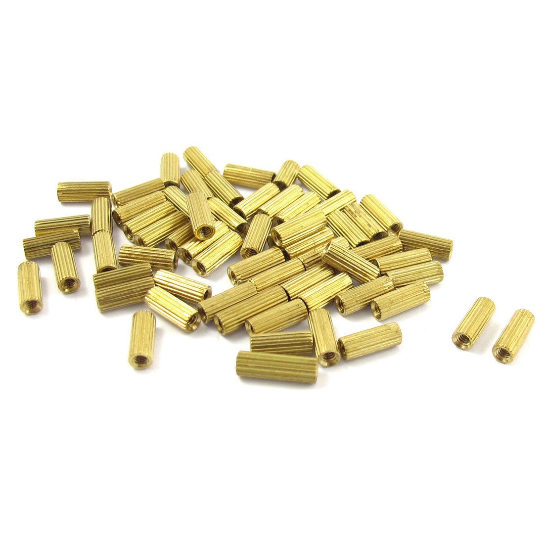 50 Pcs Female Threaded Pillars Brass Standoff Spacer Gold Tone M2x8mm