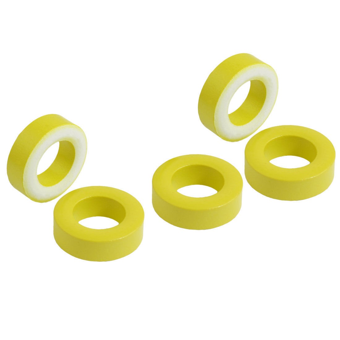 5 Pcs 24mm x 14mm x 8mm Yellow White Iron Core Power Inductor Ferrite Ring