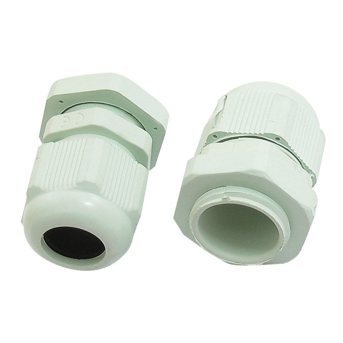 White Plastic PG13.5 Waterproof Cable Connectors 2 Pcs