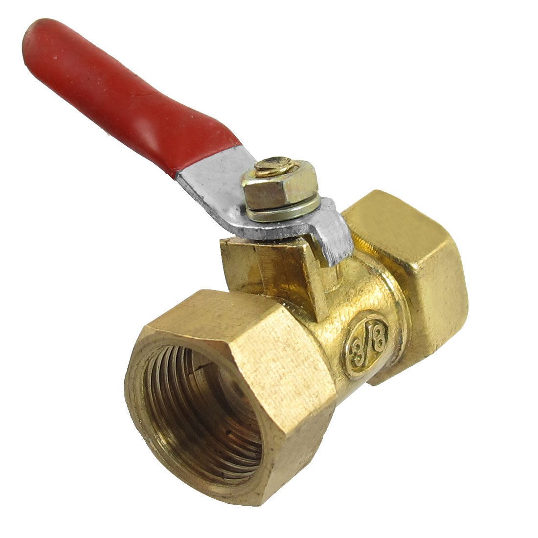 F/F 3/8" PT Female Threaded Red Lever Handle Brass Ball Valve