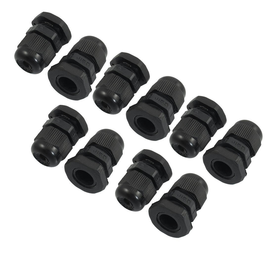 10 Pieces PG9 Black Plastic Waterproof Cable Connectors