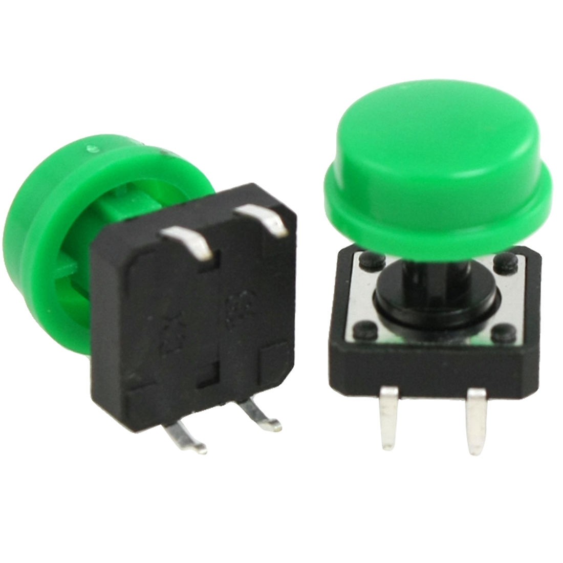 10 Pcs Green Round Cap PCB Momentary Tactile Push Button Switch 4 Pin DIP