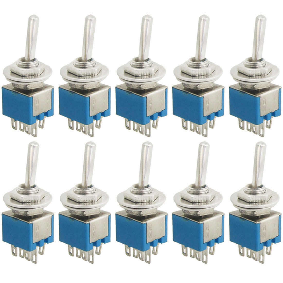 10 Pcs AC 125V 3A ON/ON 2 Position 2P2T DPDT 6 Pins Toggle Switch