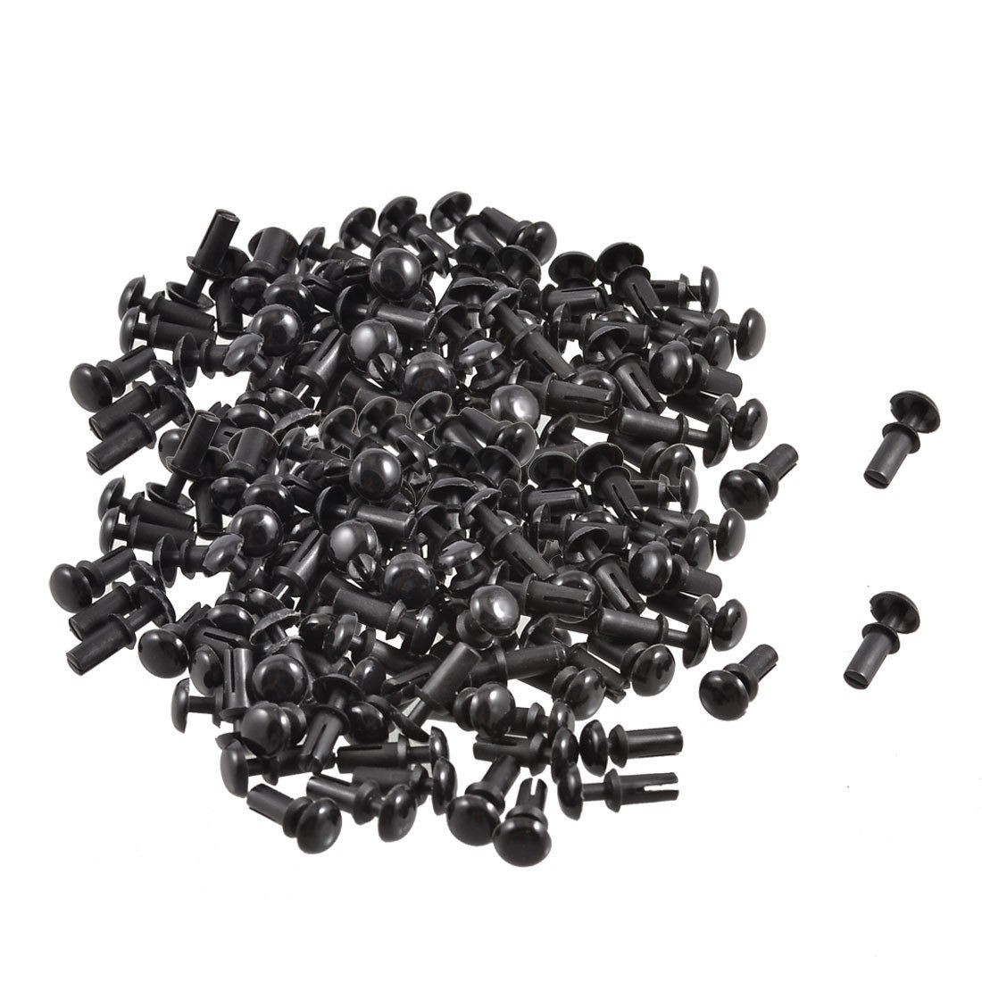 200 x PCB 5.5mm Push in Height Nylon Clips Fasteners Rivets Black