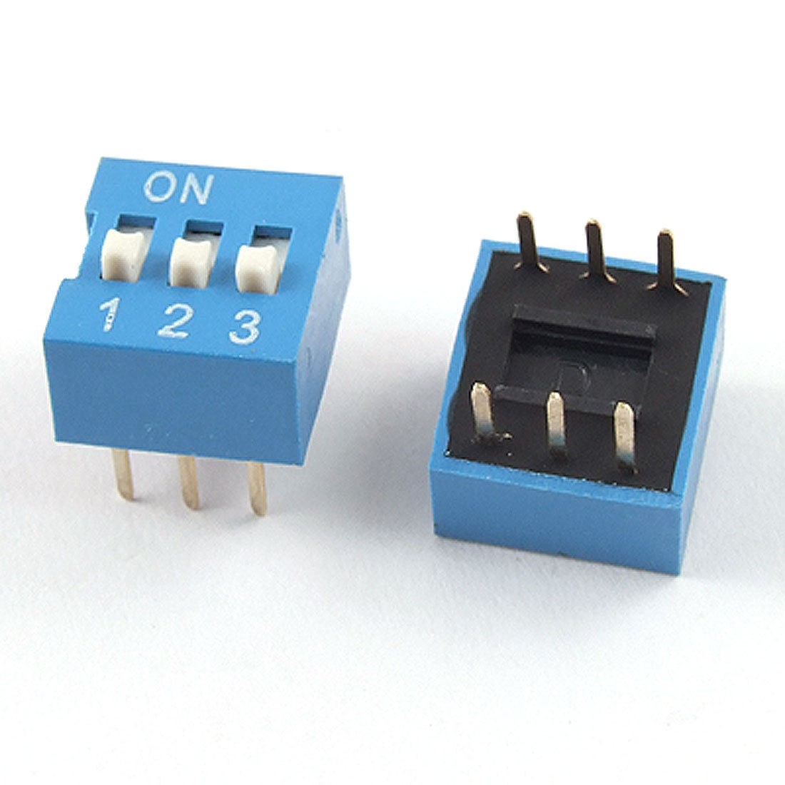 10 Pcs 2.54mm Pitch 3 Position Slide Type DIP Switch Blue