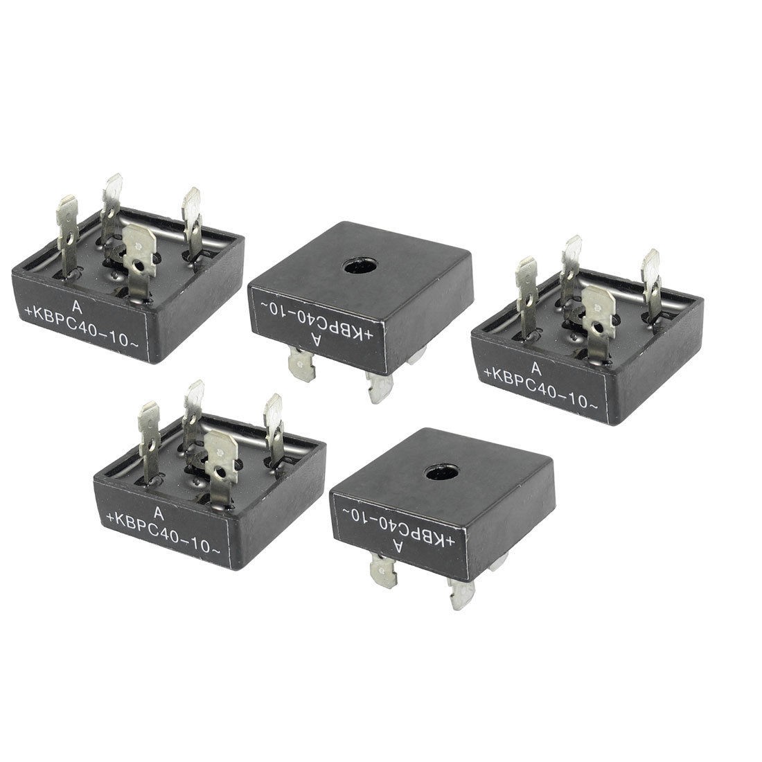 5 Pcs KBPC40-10 Metal Case Half Wave Diode Bridge Rectifier Black