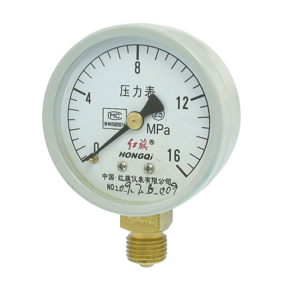Horizontal Mount 3/8" NPT Thread Water Air Pressure Gauge 0-16 MPa