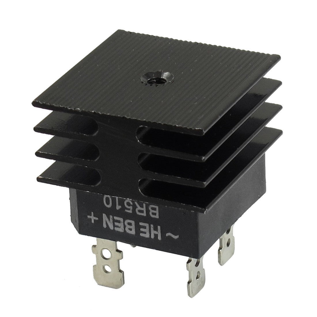 BR510 5A 1KV Single Phase Bridge Rectifier Half-Wave Black w Heatsink