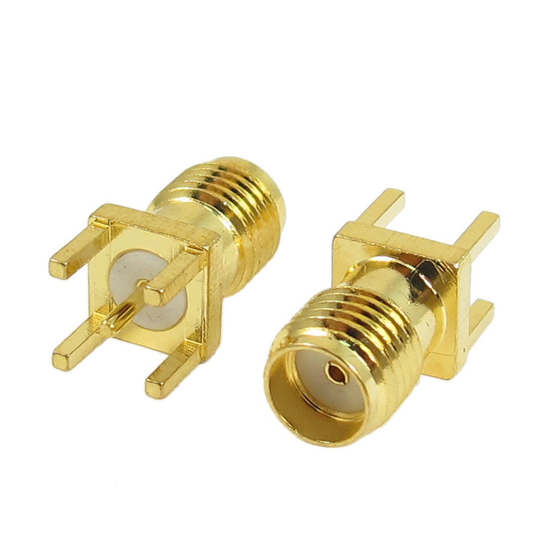 2 Pcs Gold tone PCB Mount SMA Female Jack RF Coax Coaxial Connector Adapter