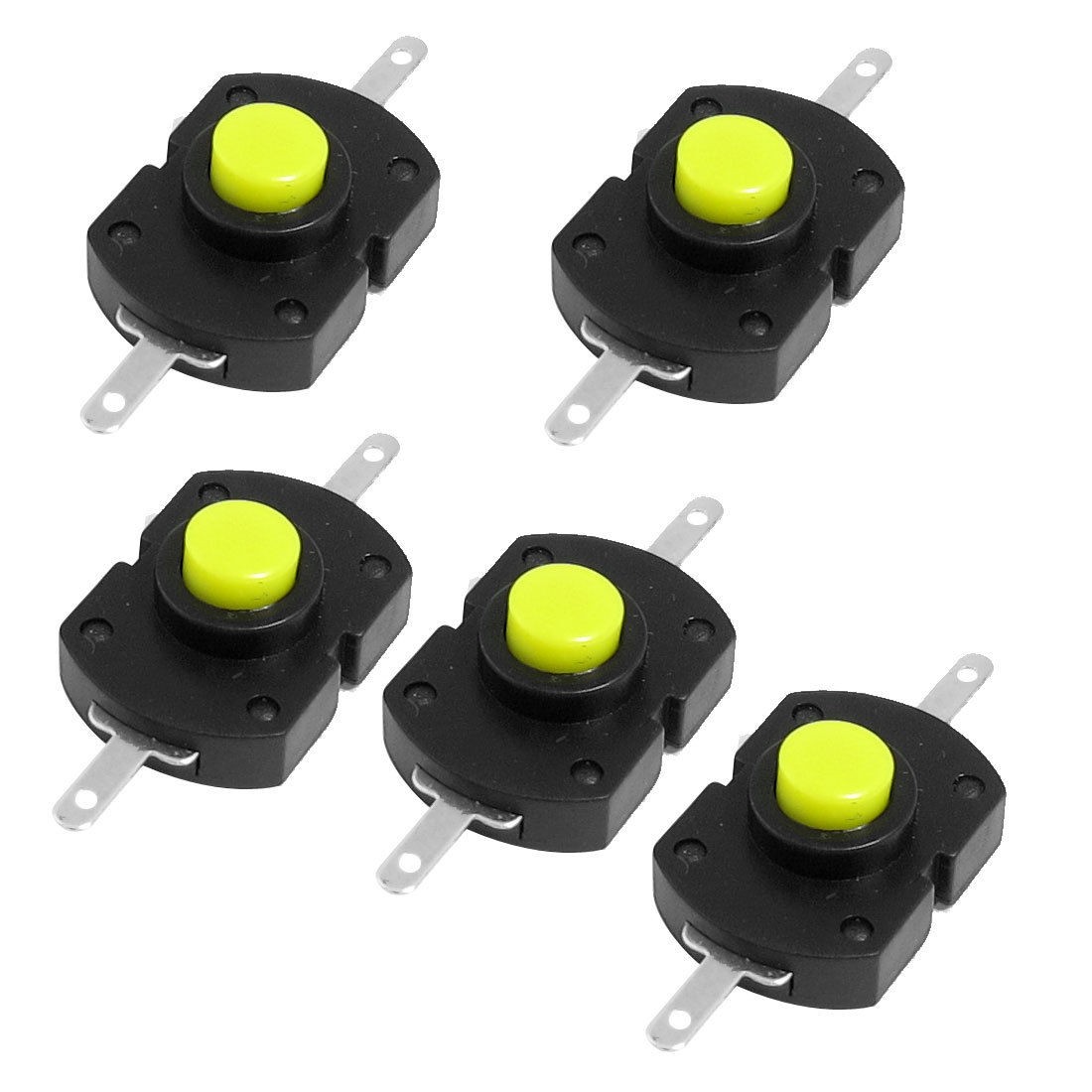 5 Pcs Horizontal 2 Flat Pins On/Off Position Latching Torch Push Button Switch