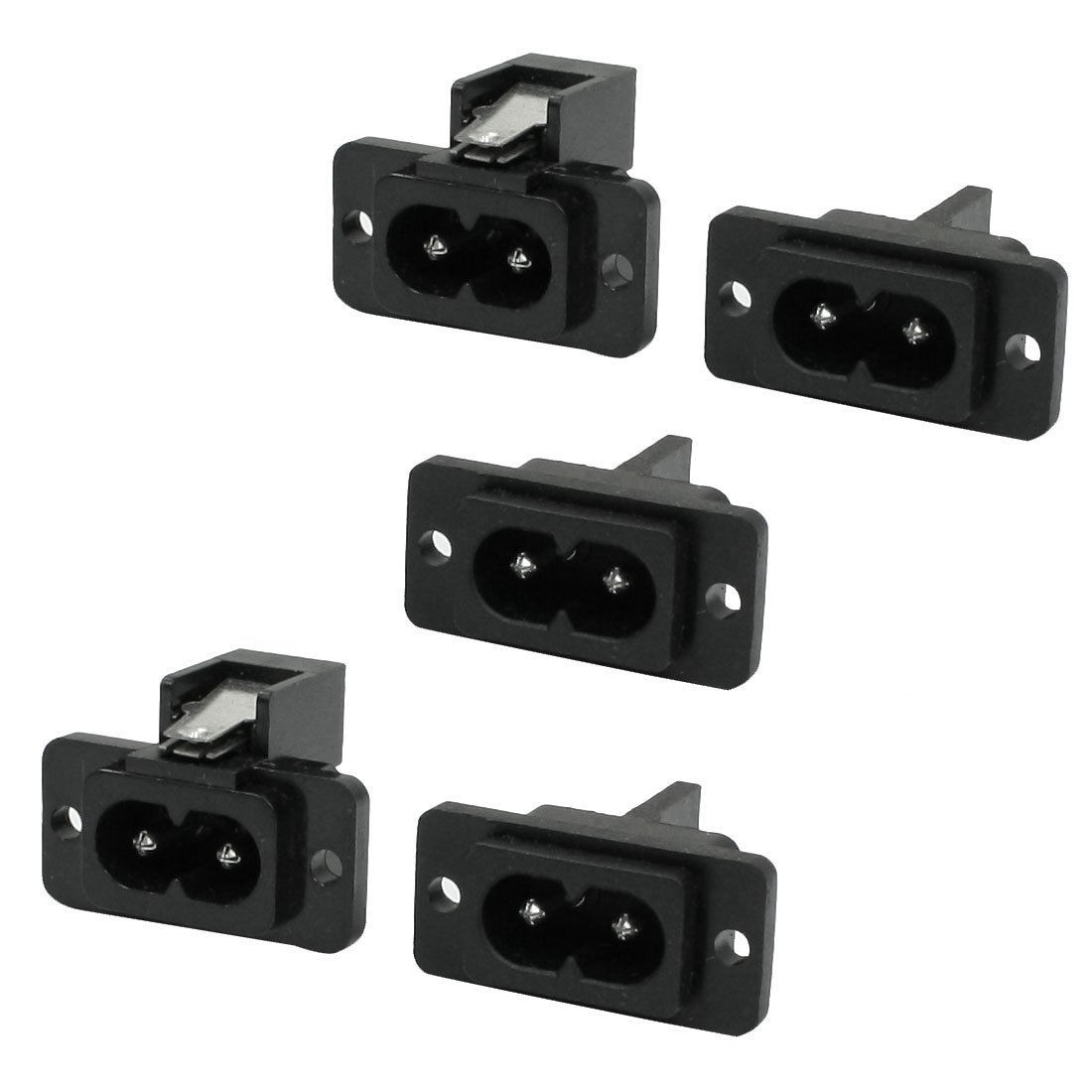 5 Pcs AC 250V 2.5A IEC320 C8 Screw Mount Inlet Plug Power Socket Black