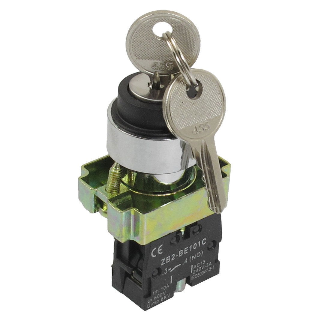 22mm Locking 1 NO Two 2-Position Keylock Selector Select Switch ZB2-BG21